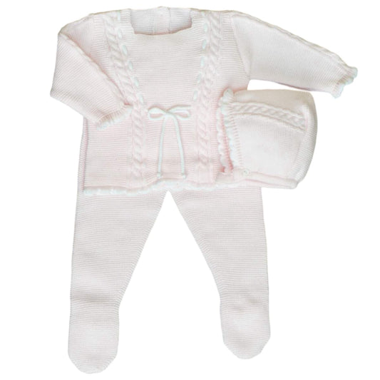 3-piece Baby Girl Knitted Sweater, Pants, and Hat Set