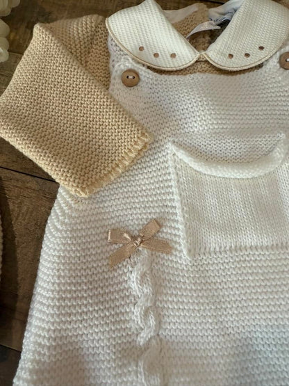 3-Piece Baby Outfit Set, Knitted Romper, Shirt, and Hat for Boys and Girls