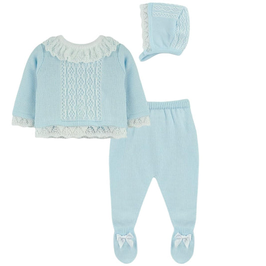 Baby Boy Knitted 3-Piece Set, Sweater, Pants and Hat