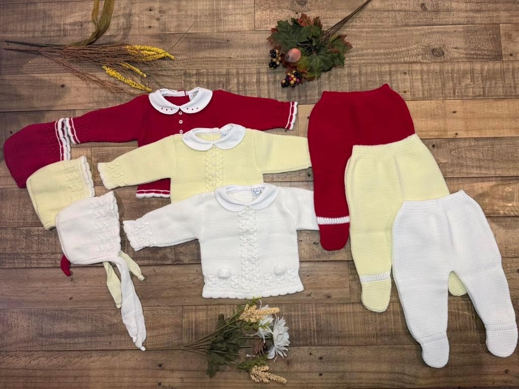 3-Piece Cable-Knit Baby Set with Pompons for Boys and Girls