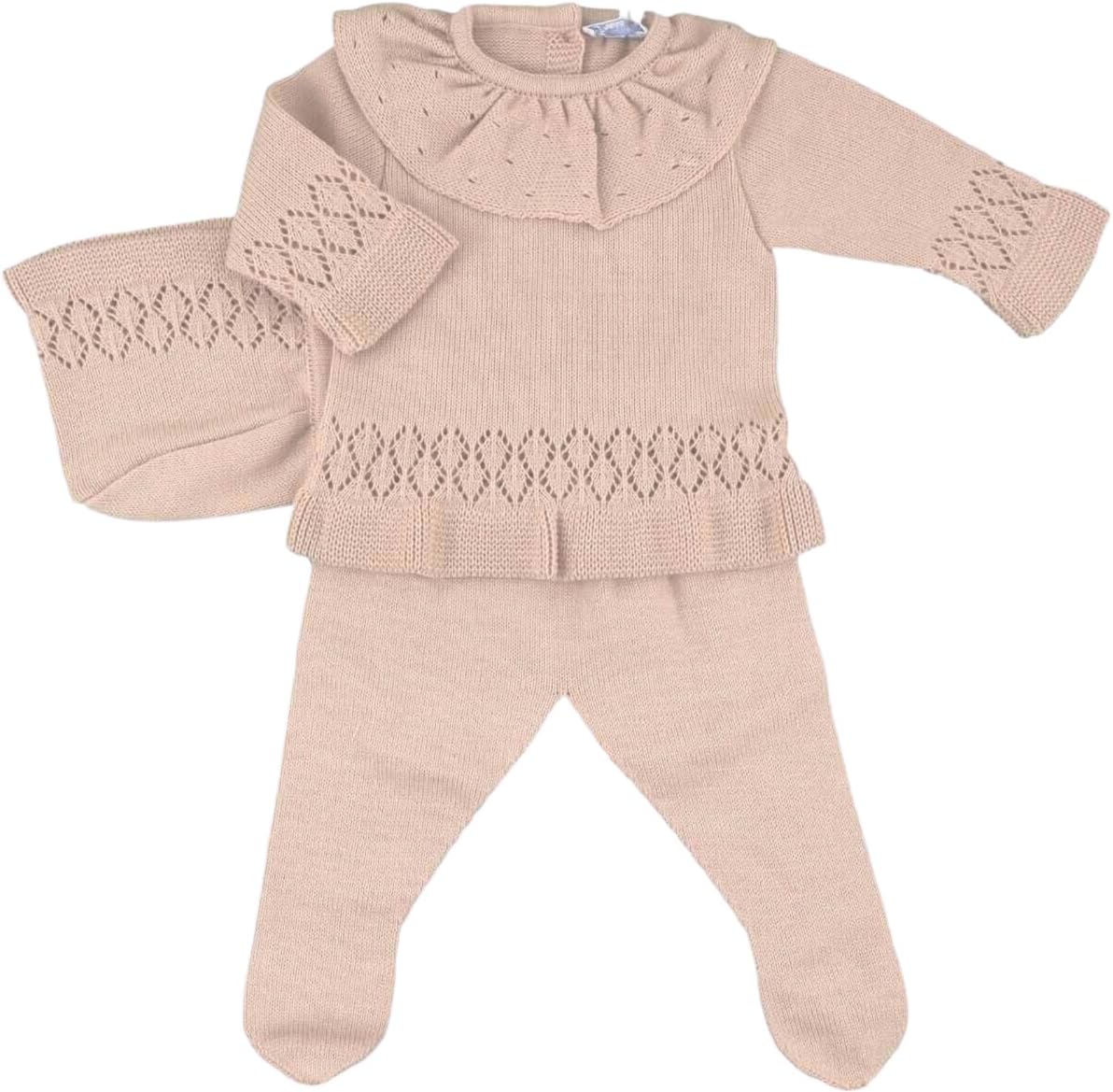 3-Piece Knitted Baby Girl Outfit Set