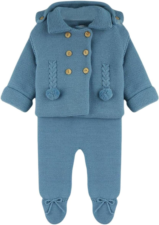 Baby Knit Outfit Set with Jacket and Footie Pants for Boys and Girls