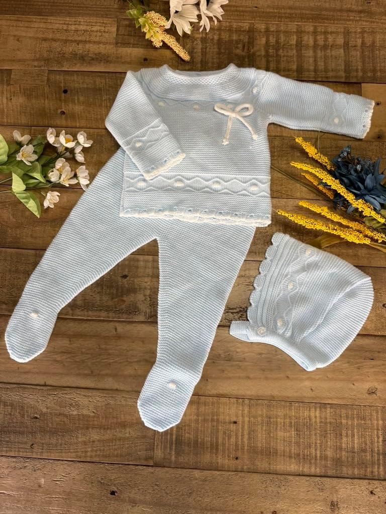 3-Piece Baby Knit Outfit Set, Sweater, Pants and Hat for Boys and Girls