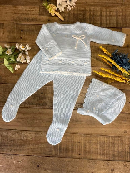 3-Piece Baby Knit Outfit Set, Sweater, Pants and Hat for Boys and Girls