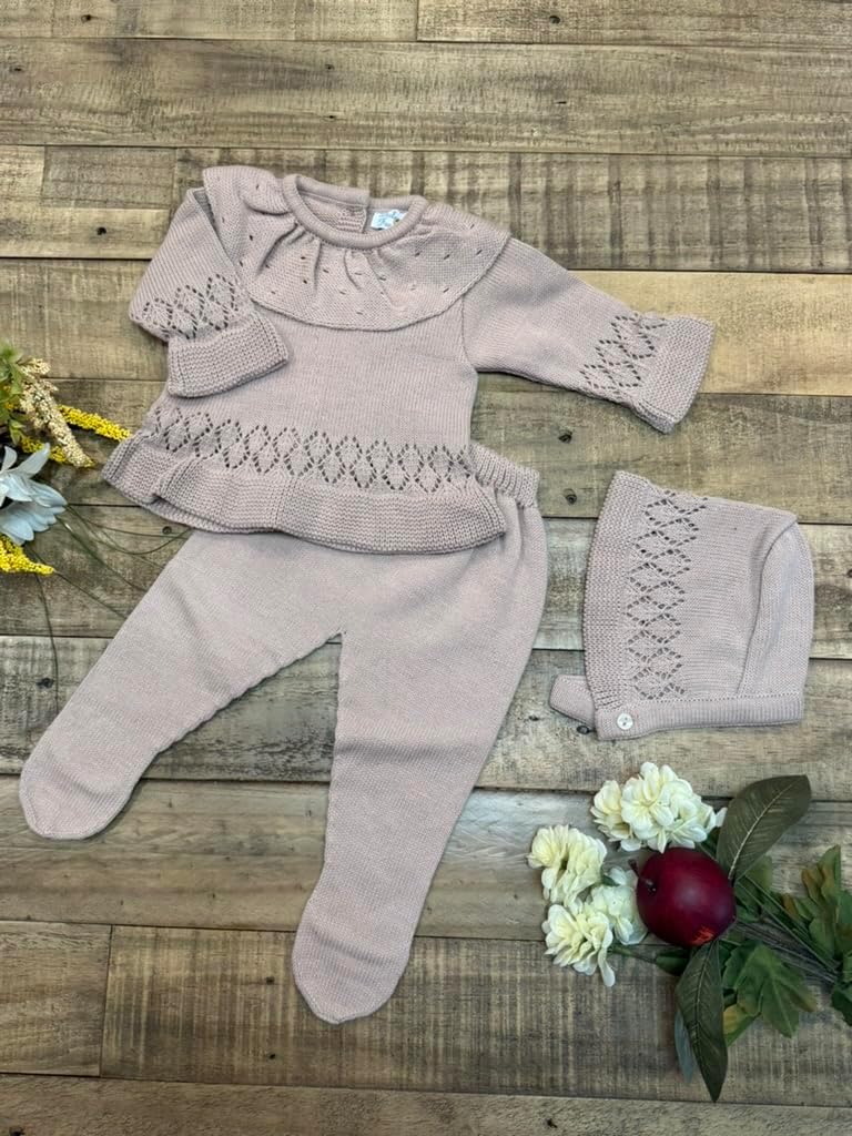 3-Piece Knitted Baby Girl Outfit Set