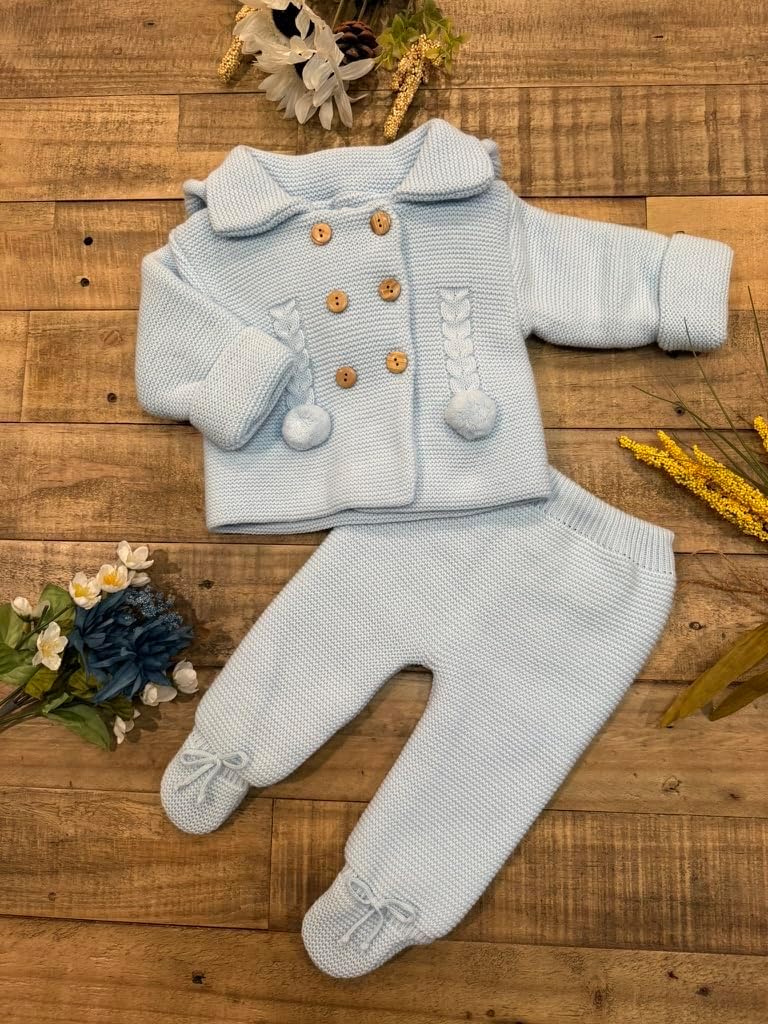 Baby Knit Outfit Set with Jacket and Footie Pants for Boys and Girls