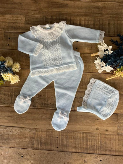 Baby Boy Knitted 3-Piece Set, Sweater, Pants and Hat