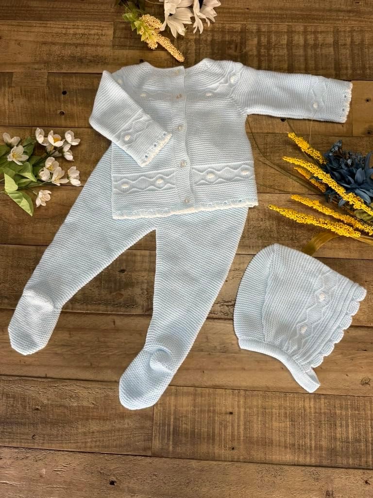 3-Piece Baby Knit Outfit Set, Sweater, Pants and Hat for Boys and Girls