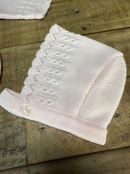 3-Piece Baby Girl Knitted Lace Romper and Hat Set