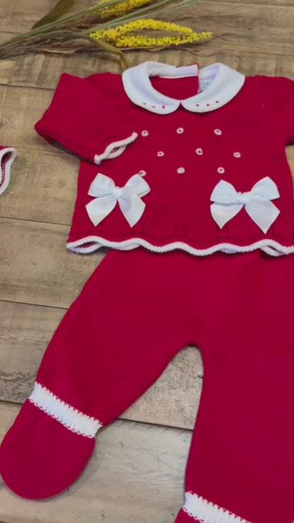 3-Piece Baby Knit Outfit Set with Bows for Boys and Girls